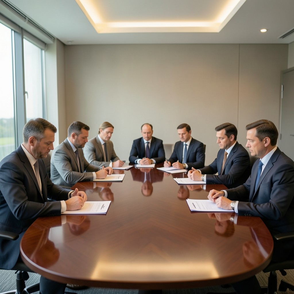 Leadership group around a conference table during a social engineering tabletop exercise
